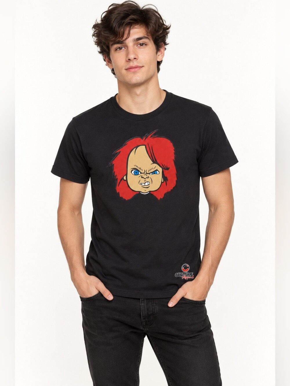 Chucky Horror Graphic T-Shirt Black Adult Unisex Small